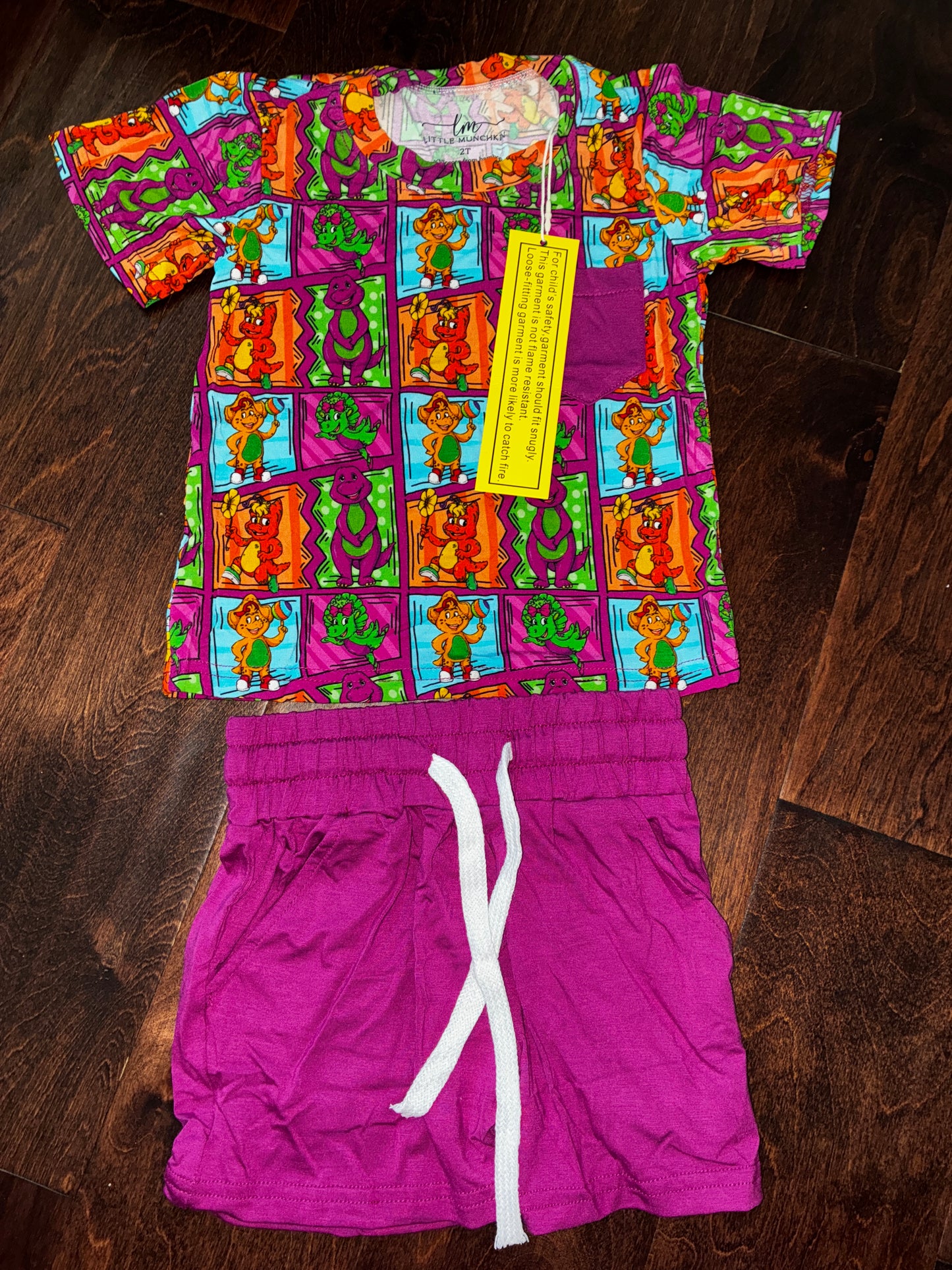 Little Munchkin Barney Bamboo Pocket Tee Set