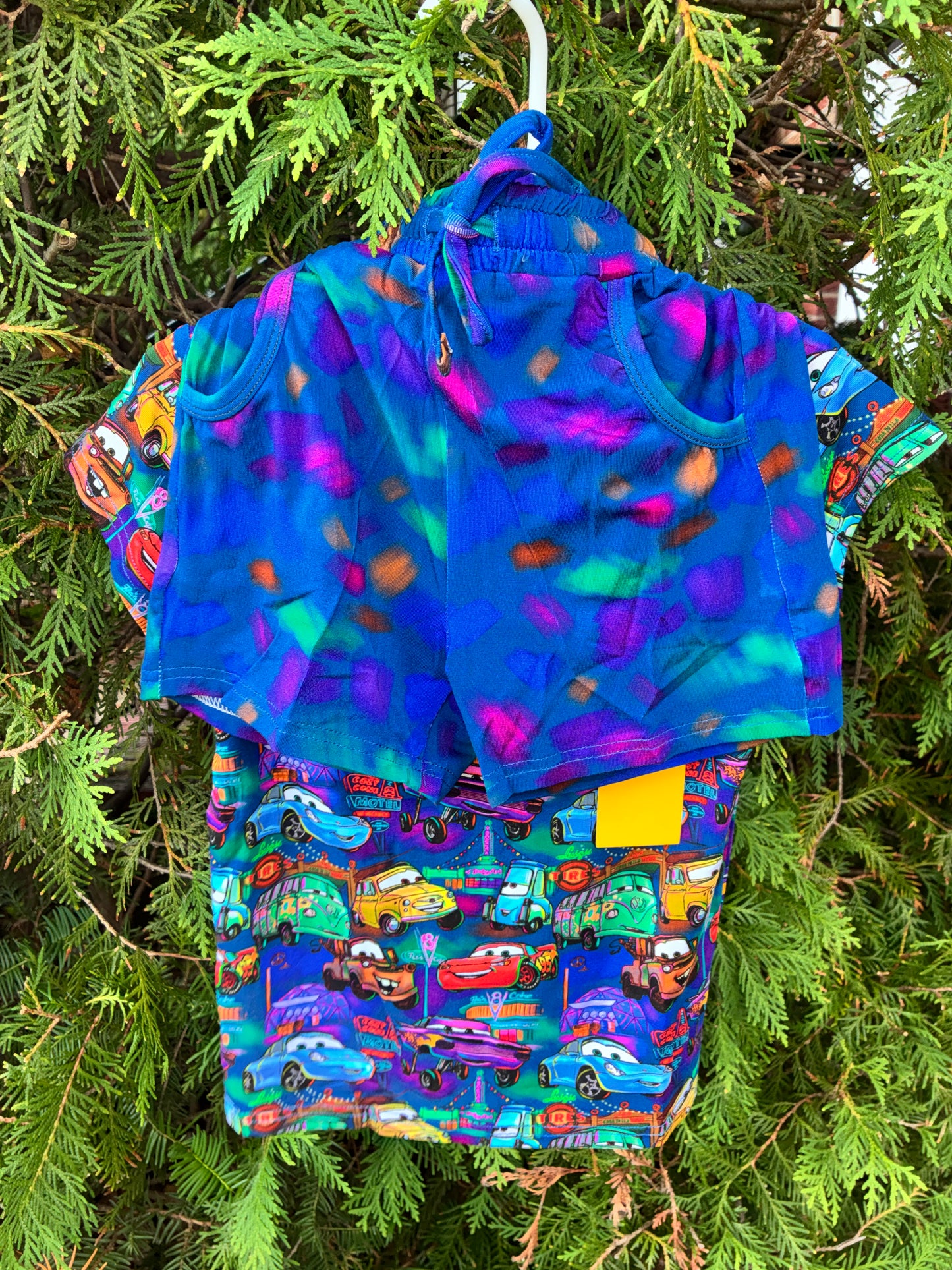 Neon Cars Tee Short Set