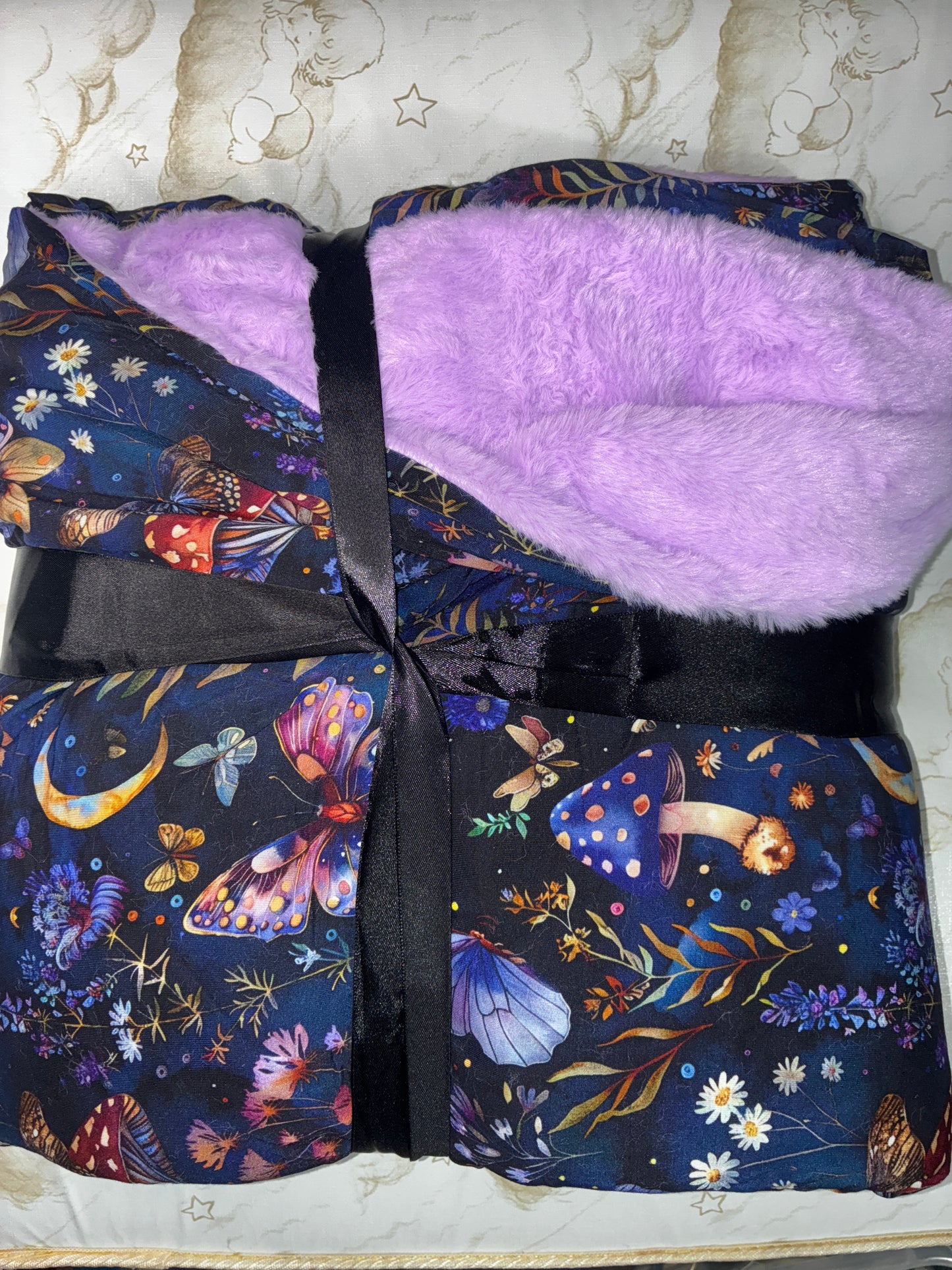 Purple Moth Midnight Forest Minky Fur Adult Blanket 60x80