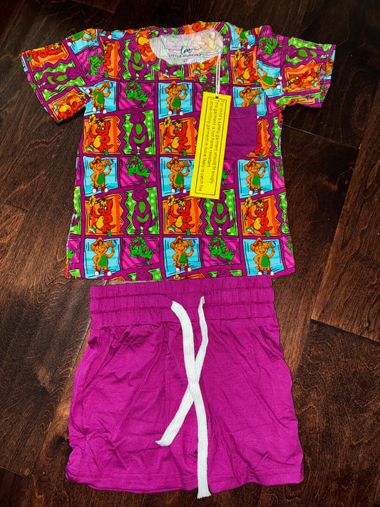 Little Munchkin Barney Bamboo Pocket Tee Set