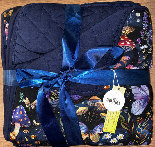 Purple Moth Midnight Forest Quilted Blanket