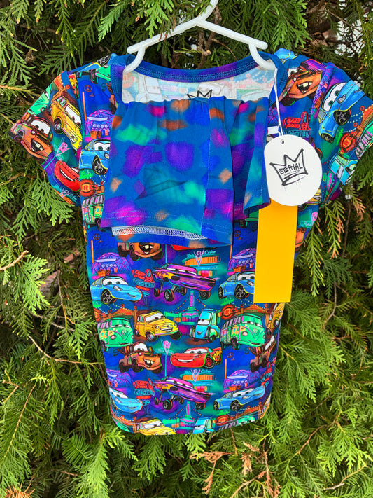 Neon Cars Tee Short Set