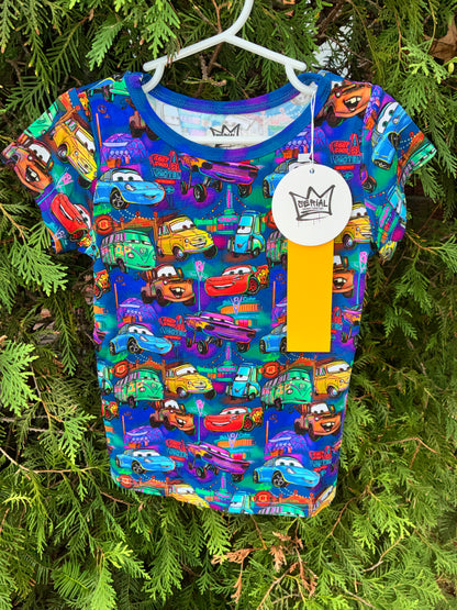 Neon Cars Tee Short Set