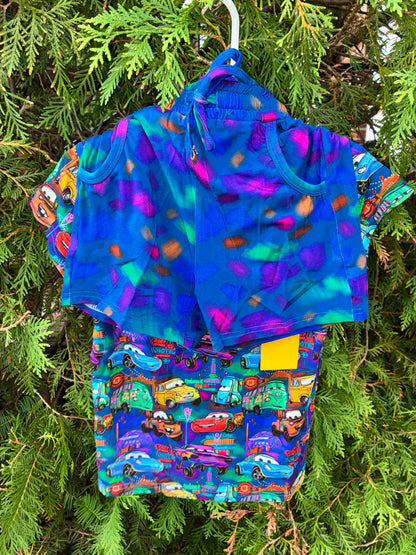Neon Cars Tee Short Set