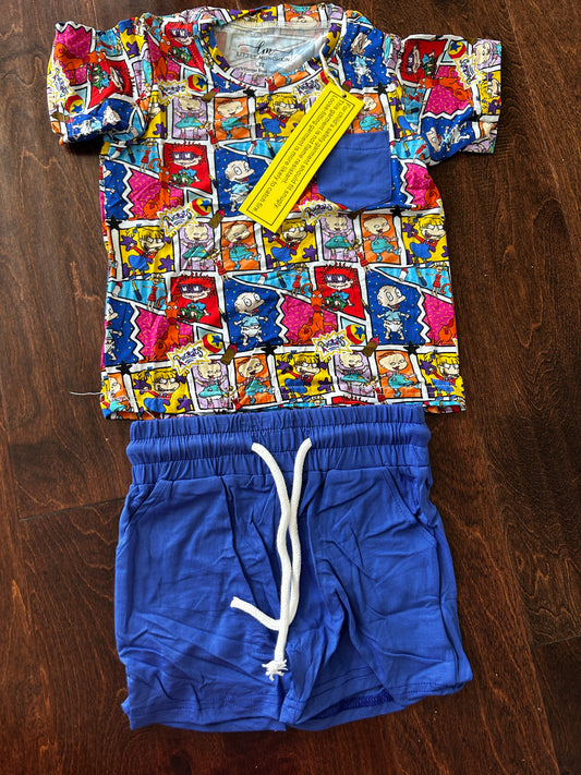 Little Munchkin Silly Babies Rugrats Bamboo Pocket Tee Short Set