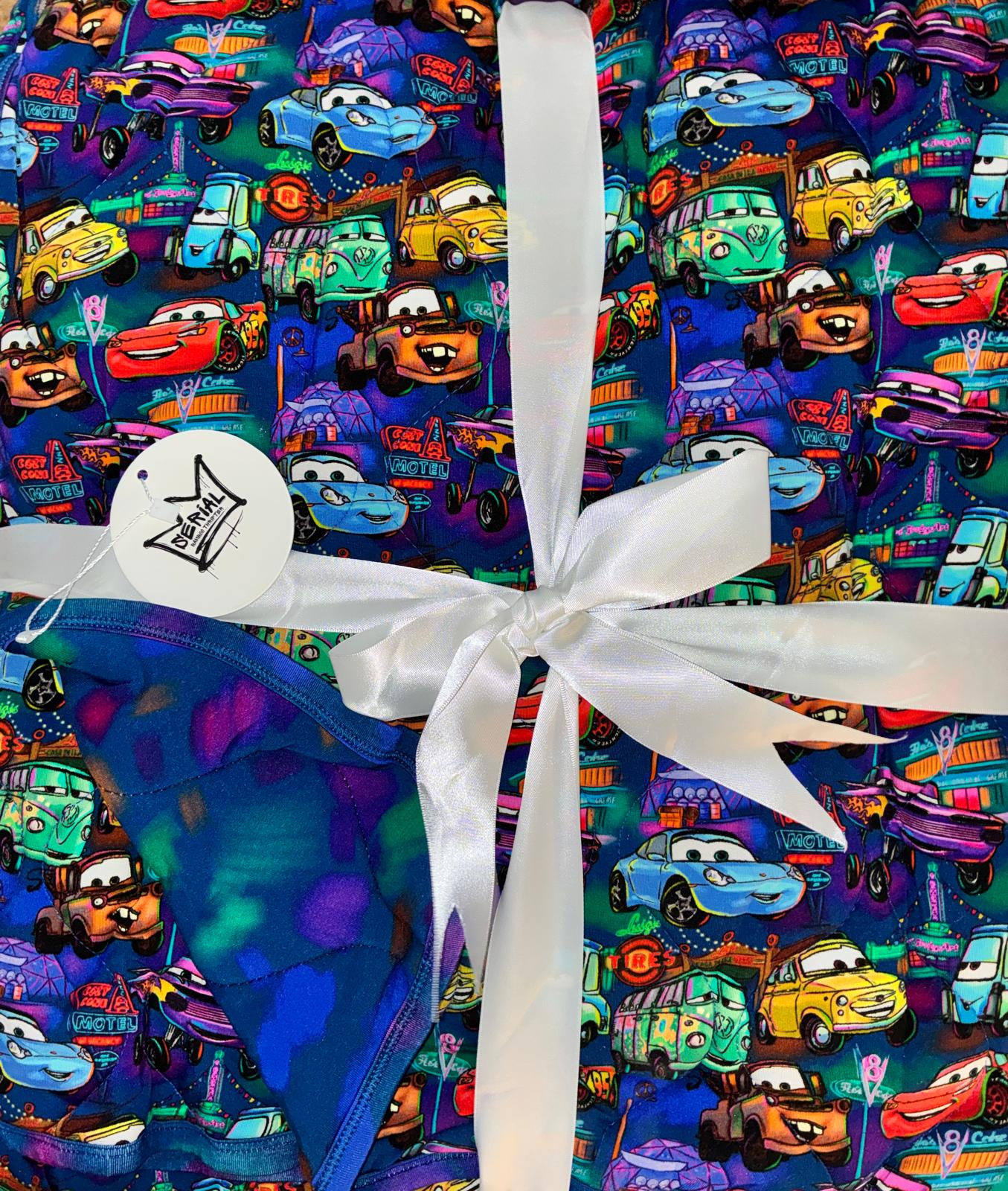 Neon Cars Double Sided Quilted Bamboo Blanket 2.5 TOG